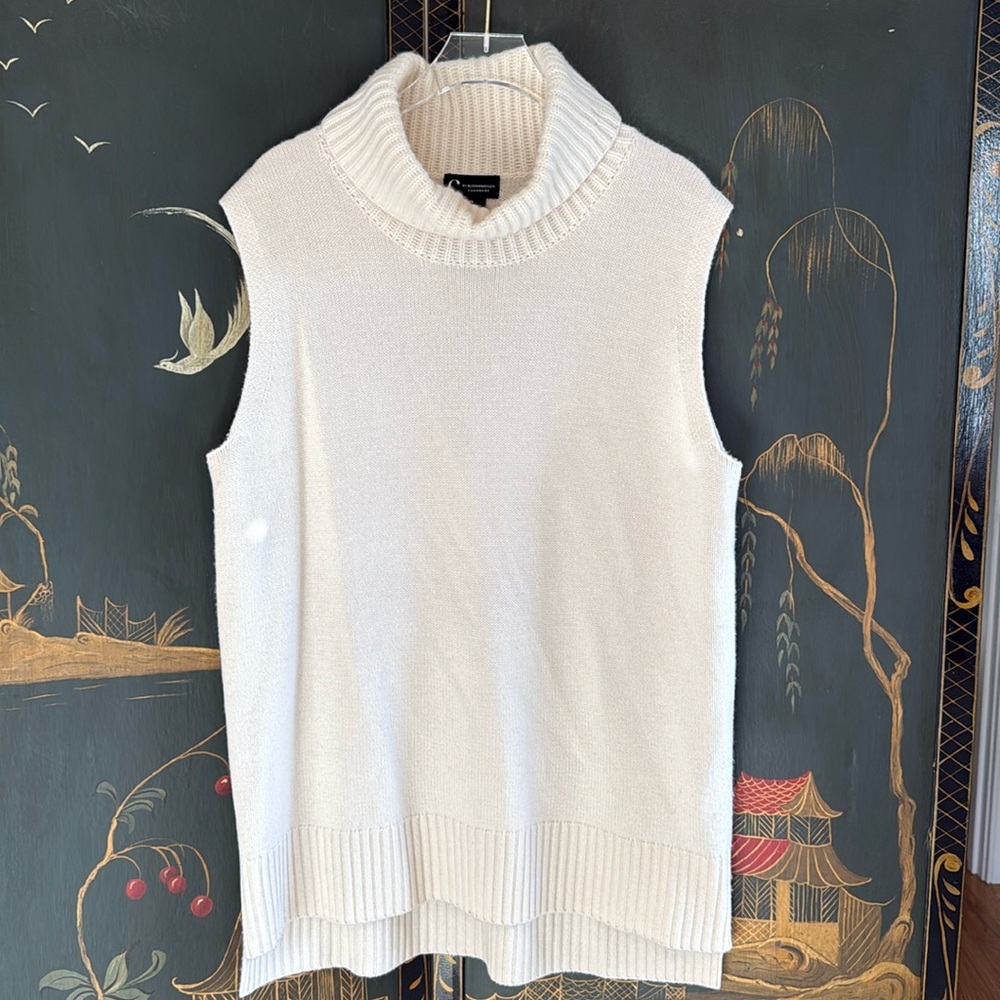 C by Bloomingdale’s women’s cream, cashmere turtleneck sweater vest size XL